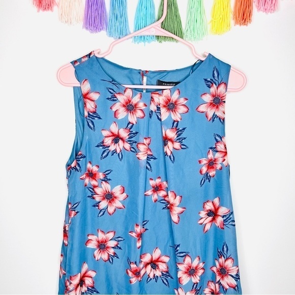 Primark Blue Floral Shift Tropical Swing Dress Size 10 - Picture 3 of 14